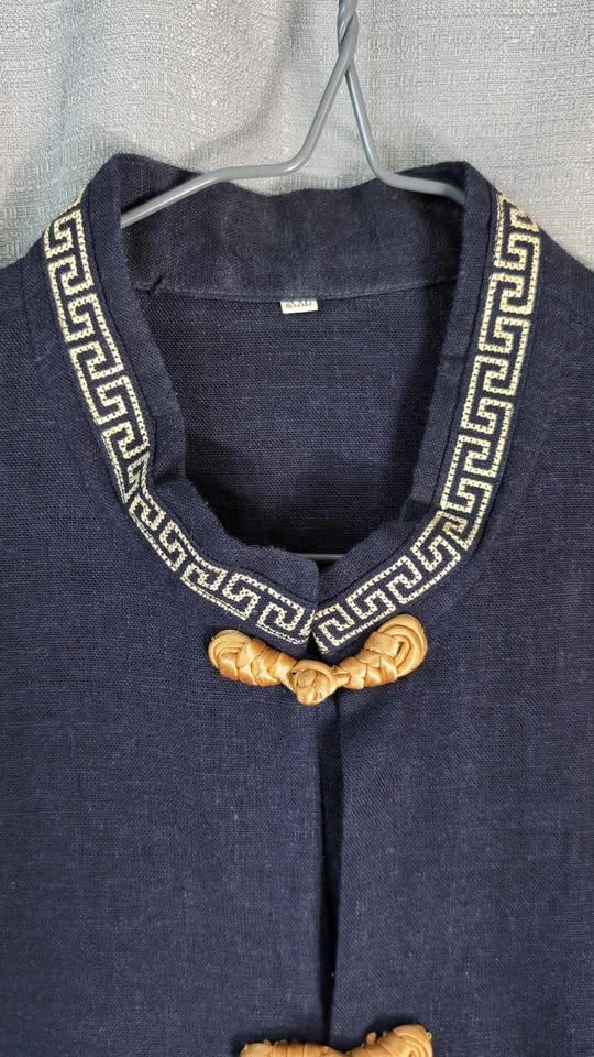 Navy Blue Chinese Traditional Tang Suit Shirt - Size XXL - photo 2