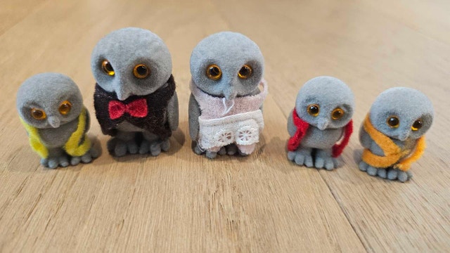 Vintage Sylvanian Families (Calico) Treefellow Owl Family Set