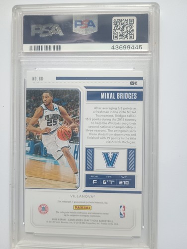2018 Panini Contenders Draft Picks - Mikal Bridges #60 - photo 2