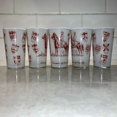 Drinkware Set of 7 White and brown Souvenir of Canada rcmp horse - photo 5