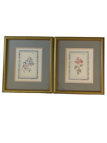 Vintage Botanical Flower Art Prints Gold Grey One Size