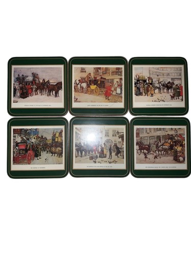 Pimpernel Dining Coasters Set of 6, Green & Brown, One Size