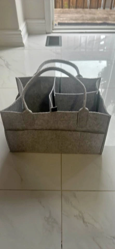 Grey Felt Diaper Caddy Organizer
