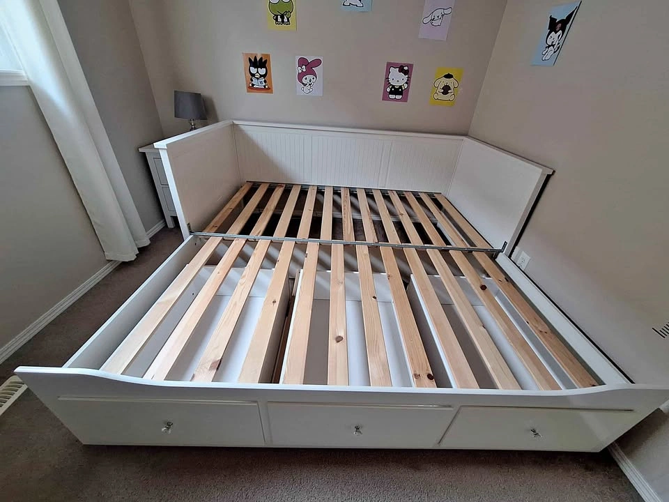 Ikea HEMNES bed and nightstand