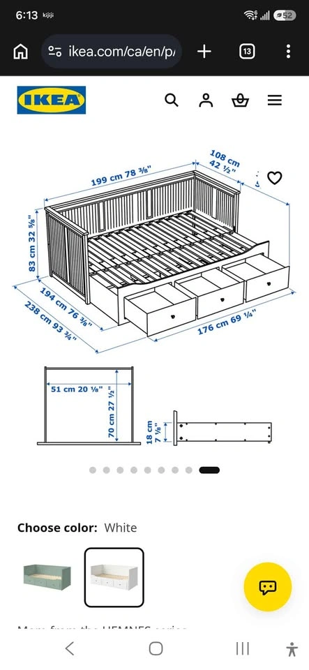 Ikea HEMNES bed and nightstand - photo 3