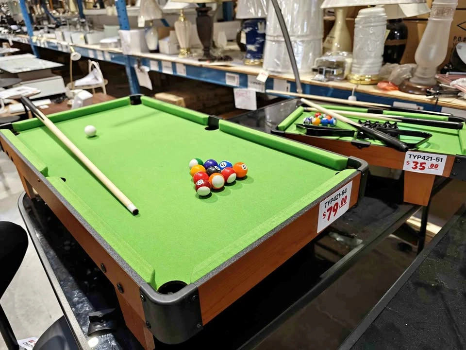 Tabletop Pool Tables with Cues and Balls from $35