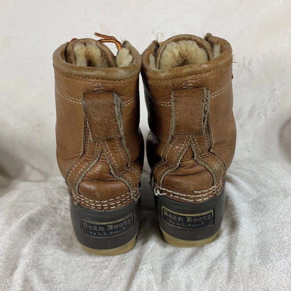LL Bean Womens Sz 6 Duck Boots Tan Brown Leather Rubber - photo 4