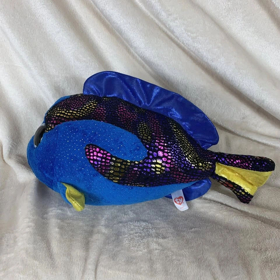 TY BEANIE BOOS AQUA THE 8" BLUE METALLIC FISH PLUSH 2017 - photo 3