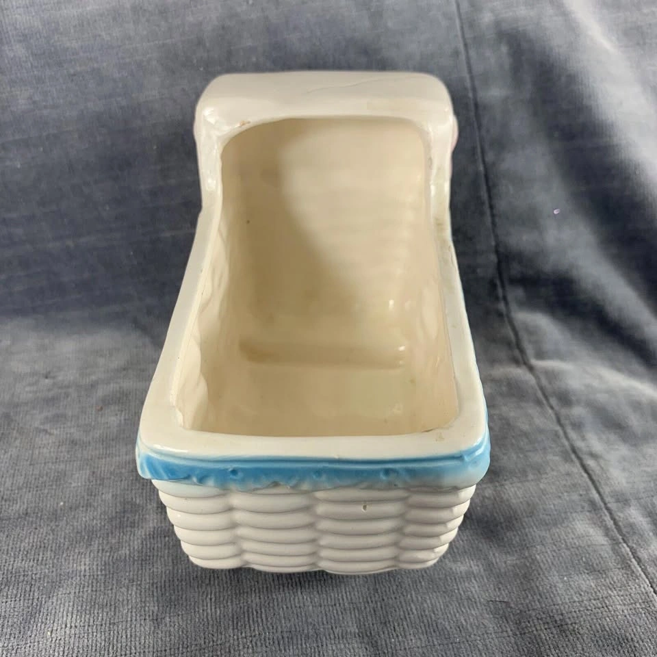 VTG Ardco Fine Quality Baby Planter Bassinet Bear Pink Blue - photo 2
