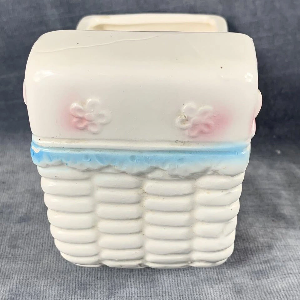 VTG Ardco Fine Quality Baby Planter Bassinet Bear Pink Blue - photo 4