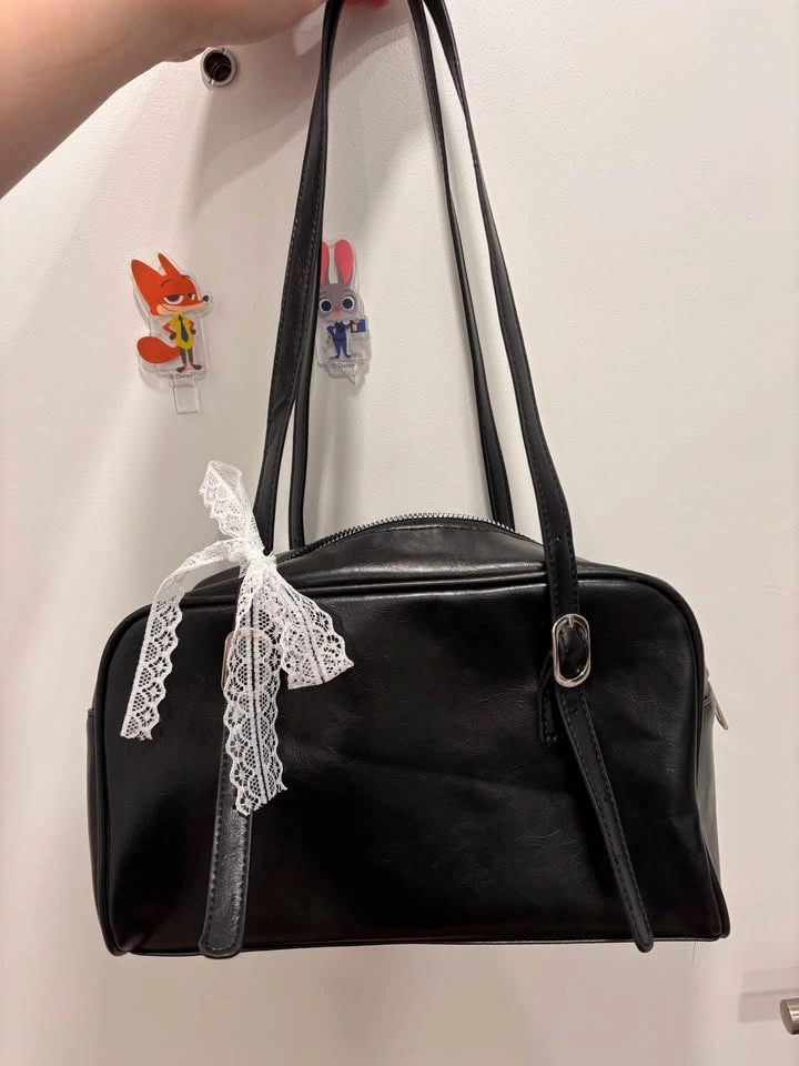 Black Faux Leather Shoulder Bag - photo 2