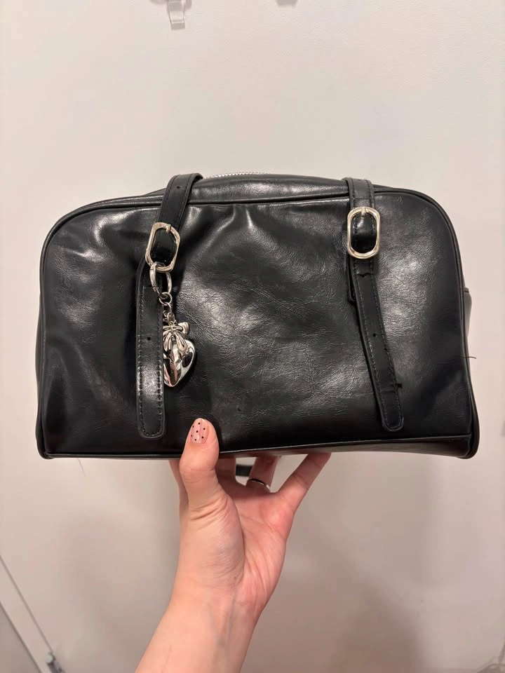Black Faux Leather Shoulder Bag - photo 3