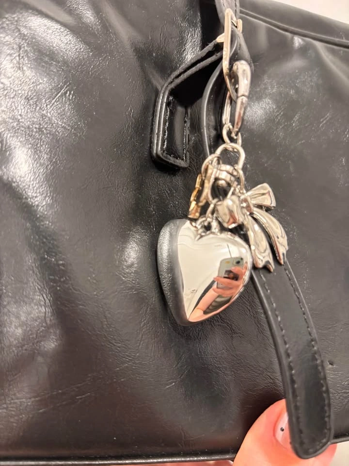Black Faux Leather Shoulder Bag - photo 4