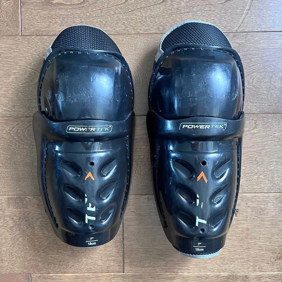 Powertek 7” hockey ringette shin pads