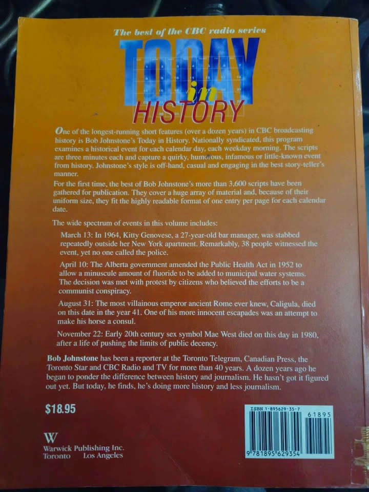 Today in History by Bob Johnstone Paperback Book - photo 2