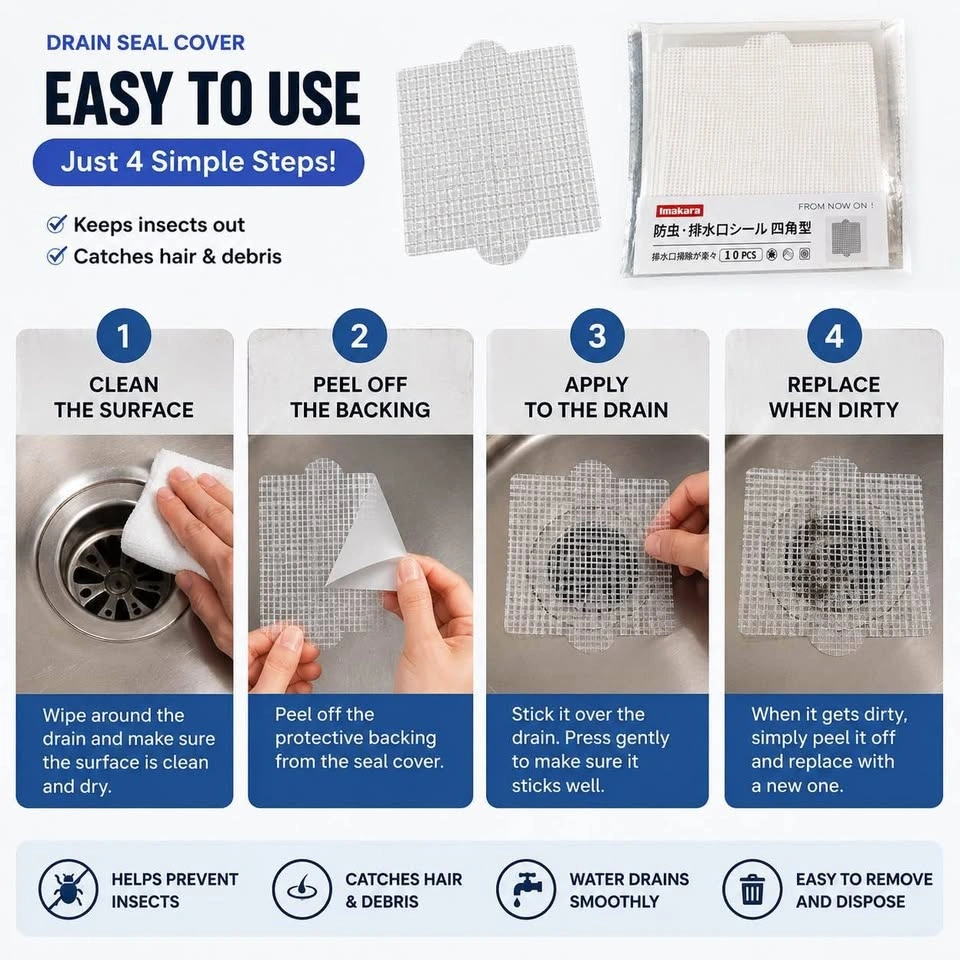 Japanese Drain Seal Covers – 10 Pack – New & Sealed x 2 - photo 4