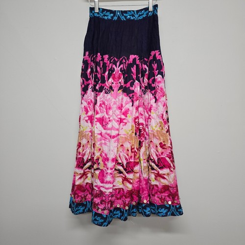Soft Surroundings Maxi Skirt Womens XS Pink Floral Sequin Coin