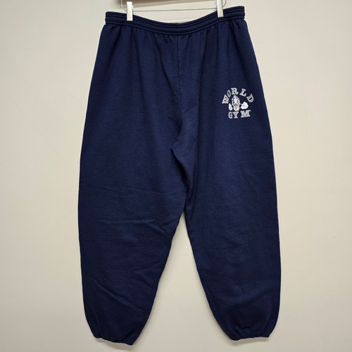 World Gym Sweatpants Mens XL Navy Blue Graphic Logo Joggers