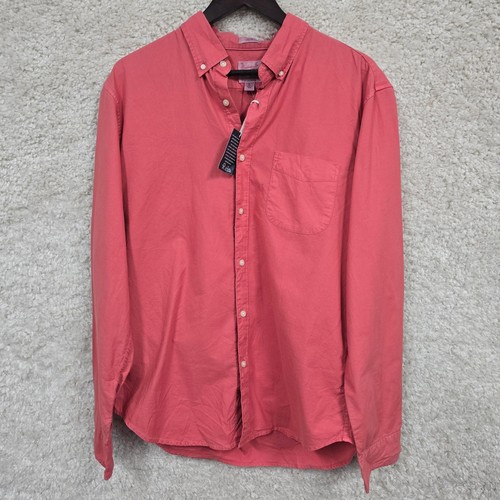 J.Crew Broken-In Oxford Shirt Mens L Slim Pink Organic Cotton
