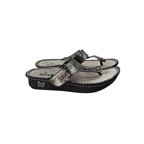 Alegria Carina Sandals Womens 40 Silver Metallic Leather