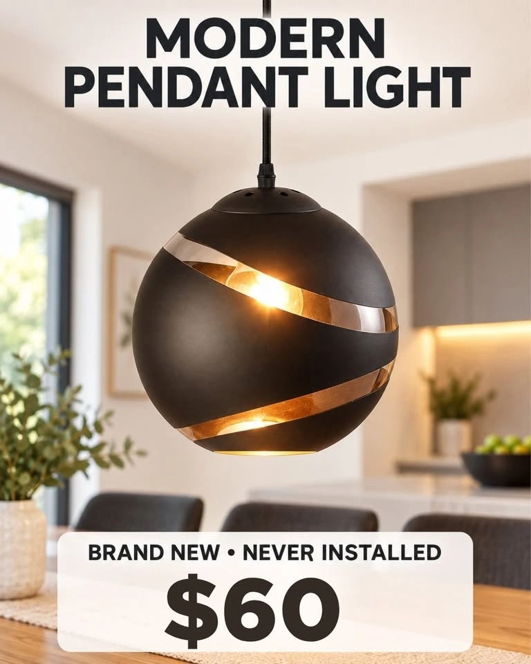 Brand-New Modern Black Globe Pendant Light - photo 2
