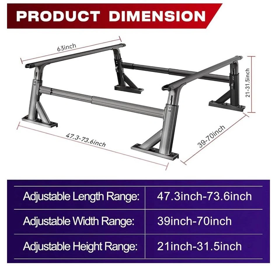 Brand New SYHVU Adjustable Aluminum Truck Bed Ladder Rack - photo 3
