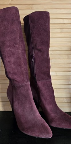 Vince Camuto Estiva Tall Suede Boot Burgundy Red Leather UNWORN