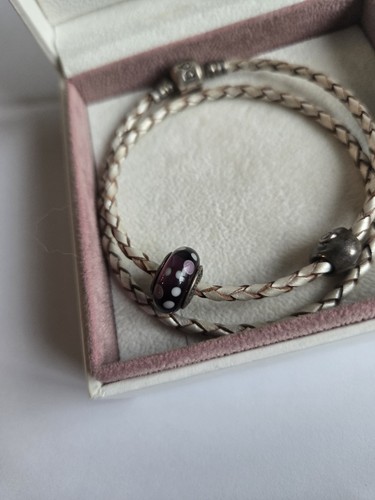 Pandora Double Wrap Braided Leather Bracelet w/ Charms - photo 5