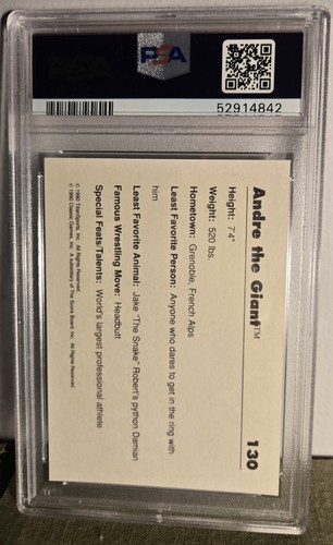1990 Classic WWF ANDRE THE GIANT PSA 9 #130 Mint - photo 2