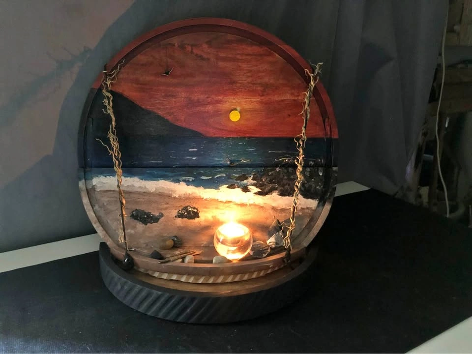 "Peace of Paradise" Handcrafted Accent Lamp & Art Piece
