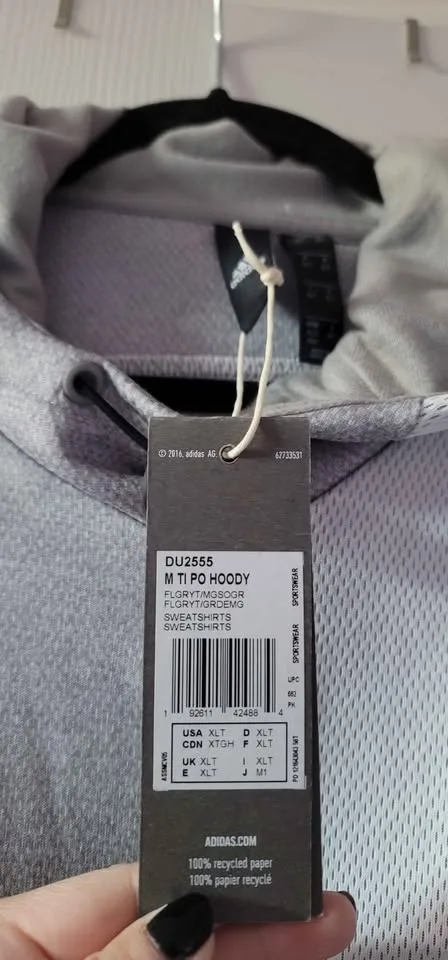 NEW Men's Adidas Hoodie Size XLT image indicator(2)