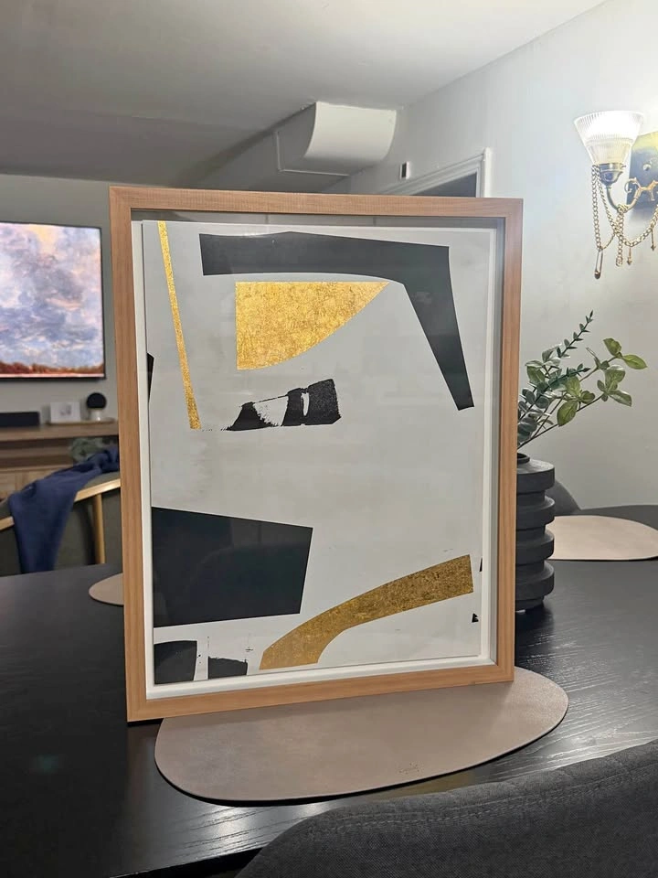 Modern Abstract Framed Art with Gold Foil (16" x 20") – Target