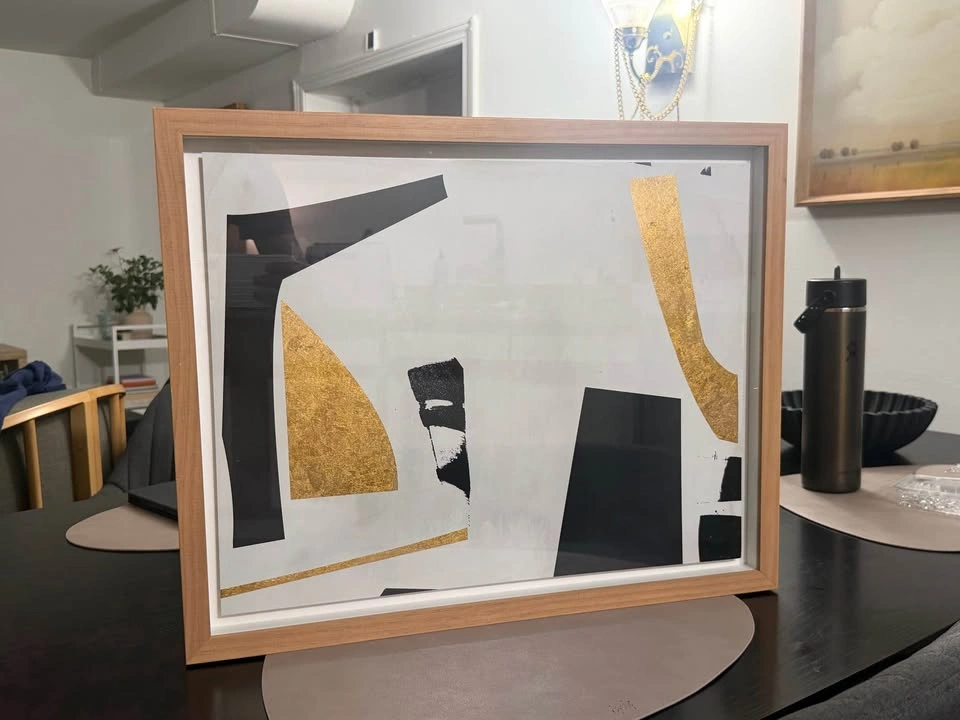 Modern Abstract Framed Art with Gold Foil (16" x 20") – Target - photo 2
