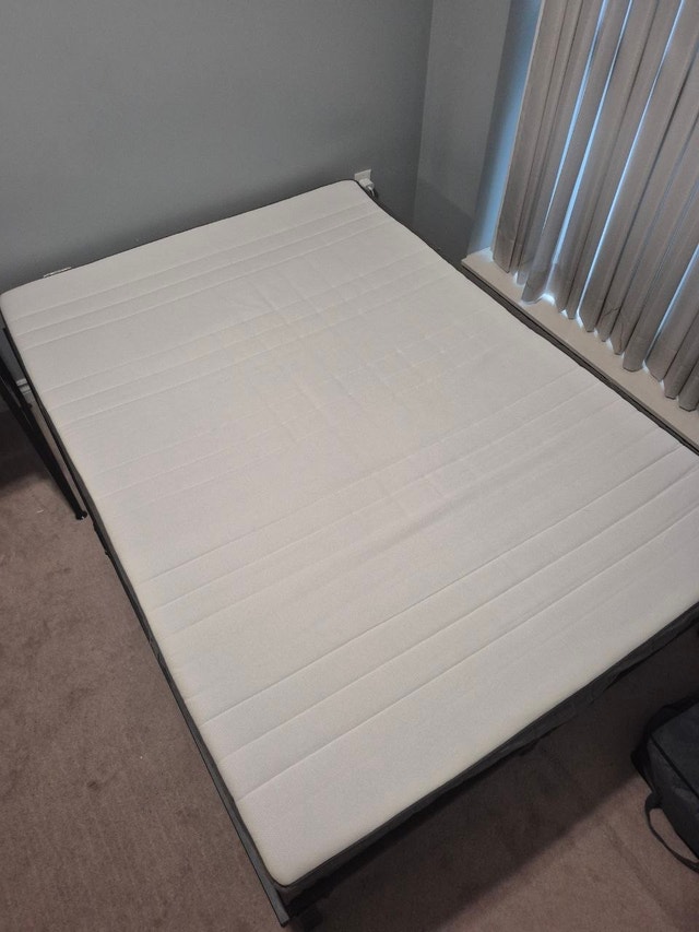 Double IKEA Mattress/Metal Bed Frame/FREE Topper
