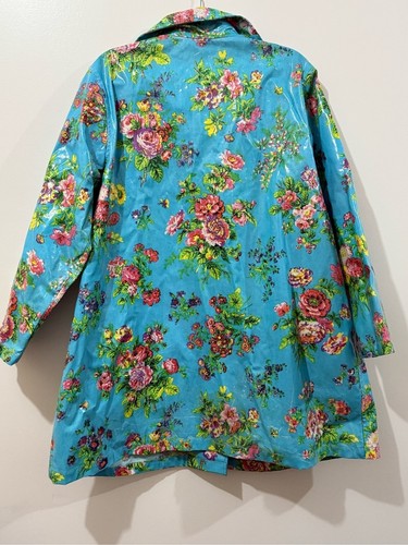 April Cornell Floral Vinyl Raincoat Jacket – XL Turquoise - photo 2