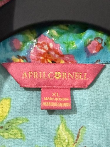 April Cornell Floral Vinyl Raincoat Jacket – XL Turquoise - photo 3
