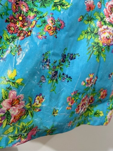 April Cornell Floral Vinyl Raincoat Jacket – XL Turquoise - photo 4