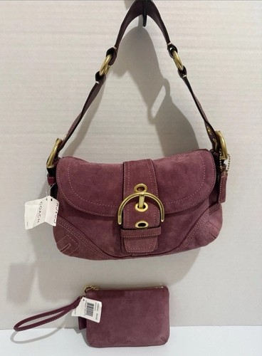Rare Coach Soho Flap Suede Shoulder Bag + Wristlet Set NWT