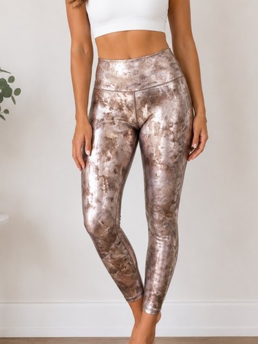 Lululemon Align Crop Rose Pink Metallic Foil Size 6