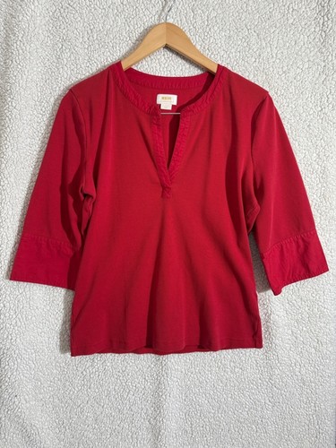 Maeve Anthropologie Ribbed V-Neck Top Red 3/4 Sleeve Size XL - photo 2