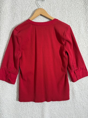 Maeve Anthropologie Ribbed V-Neck Top Red 3/4 Sleeve Size XL - photo 3