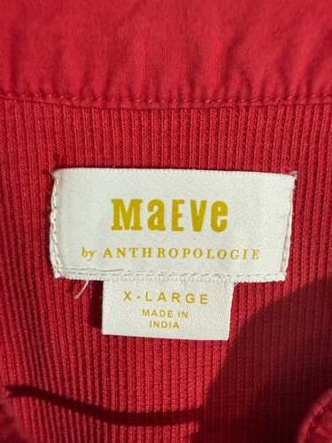 Maeve Anthropologie Ribbed V-Neck Top Red 3/4 Sleeve Size XL - photo 4