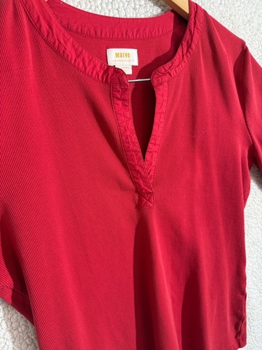 Maeve Anthropologie Ribbed V-Neck Top Red 3/4 Sleeve Size XL - photo 5