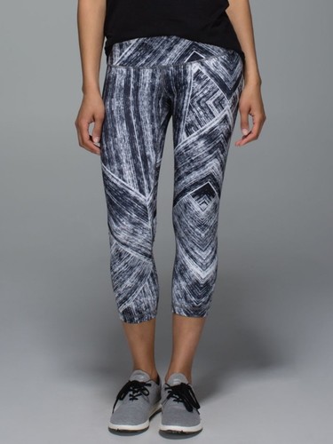 Lululemon Wunder Under Crop II in Heat Wave White/Black Size 8