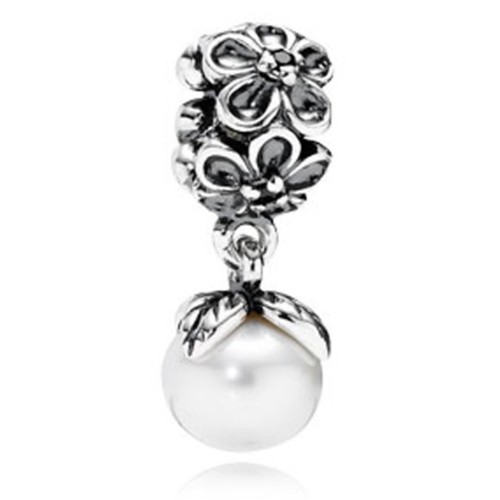 Pandora Forever Bloom Dangle White Pearl 925 Sterling Silver