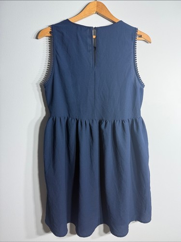 Umgee Navy Blue Sleeveless Mini Dress Size M Crochet V Neck - photo 2