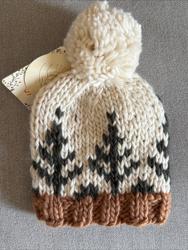NWT Huggalugus Forest Knit Pom Pom Beanie Baby Hat 0-6 Months - photo 3