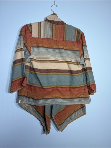 Woolrich Pemberton Striped Open Front Poncho Blue Tan XS - photo 2