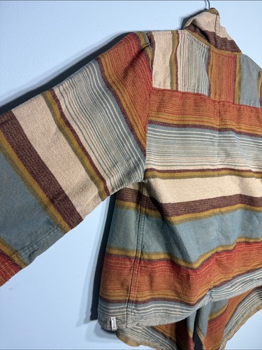 Woolrich Pemberton Striped Open Front Poncho Blue Tan XS - photo 3