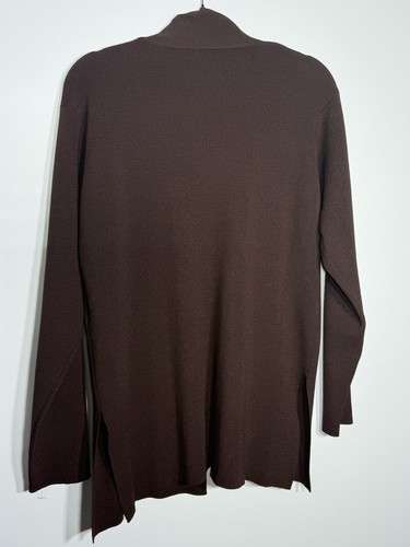 Eileen Fisher 100% Wool Open Front Cardigan Size Small Dark Brow - photo 2
